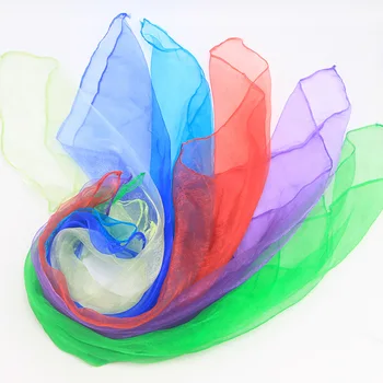 21Colors60*60CM 투명한 투명한 스카프 어린이를위한 음악을 댄스 스카프를 사탕 색깔 아이들의 야외 스카프
