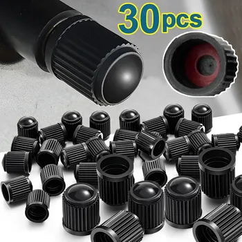 30PCS 자동차 타이어 밸브 플라스틱 블랙 자전거 타이어 밸브의 모자와 고무 O 반지 커버 돔 형태 먼지 밸브를 위한 자동차 오토바이