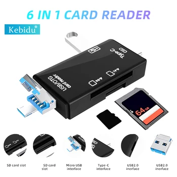 6in1Card Reader Type-C OTG USB 메모리 카드 어댑터 플러그 앤 플레이 높은 전송으로 512 기가바이트에 대한 노트북 SD 지원 TF 카드