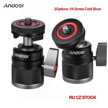 Andoer2in1 미니 냉 신발 볼리 이중 사용 1/4 나사 냉 신을 위한 알루미늄 합금 카메라폰 스피드 라이트는 삼각틱