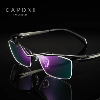 CAPONI 순수한 티타늄을 안경 프레임 남자의 비즈니스 새로운 처방을 지원 스퀘어 안경 남자 광학적인 안경 JF2264
