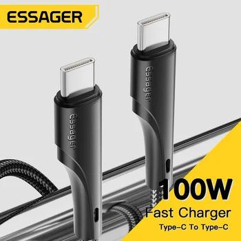 Essager USB 유형 C USB C 케이블 100W/5A USB 유형 C PD 고속 충전 충전기 코드 맥북 Samsung Xiaomi Type-C USBC 케이블