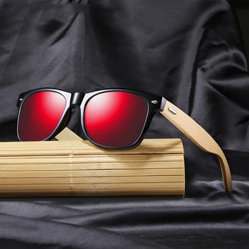 고전적인 목재 대나무 편광된 선글라스 남자가 여성 UV400 빈티지한 운전 태양 안경 블랙 낚시 안경 UV400 안경