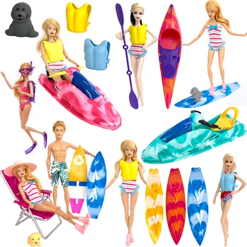 뜨거운 판매 패션 액세서리 해변에는 서핑 모터 보트 카약 여름 수영복을 위해 바비 인형 켄 인형을 재미있는 장난감 JJ
