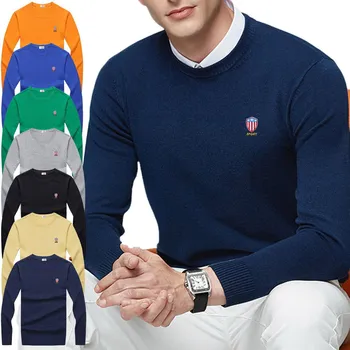 새로운 남성 봄 스웨터 스웨터 캐주얼 헝겊 조각 자수 슬림과 100%면 O-긴 소매를 점퍼 스웨터 탑 P8507