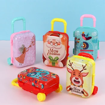 크리스마스 아이를 위한 선물 아이 여행 가방 경우 크리스마스 저장 트롤리 가방 소형 케이스 장난감 인형 액세서리